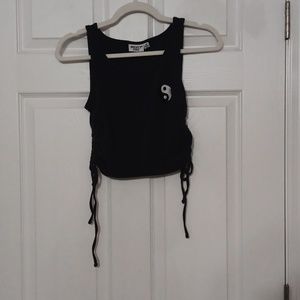 yin yang and peanuts crop top